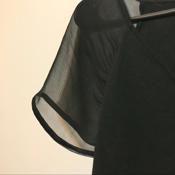 Black Blouse With Studs on bottom, sheer sleeves - Picture 4 of 7